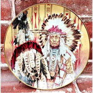 American Indian Chief of The Piegon Blackfoot Franklin Mint Collector Plate 1991